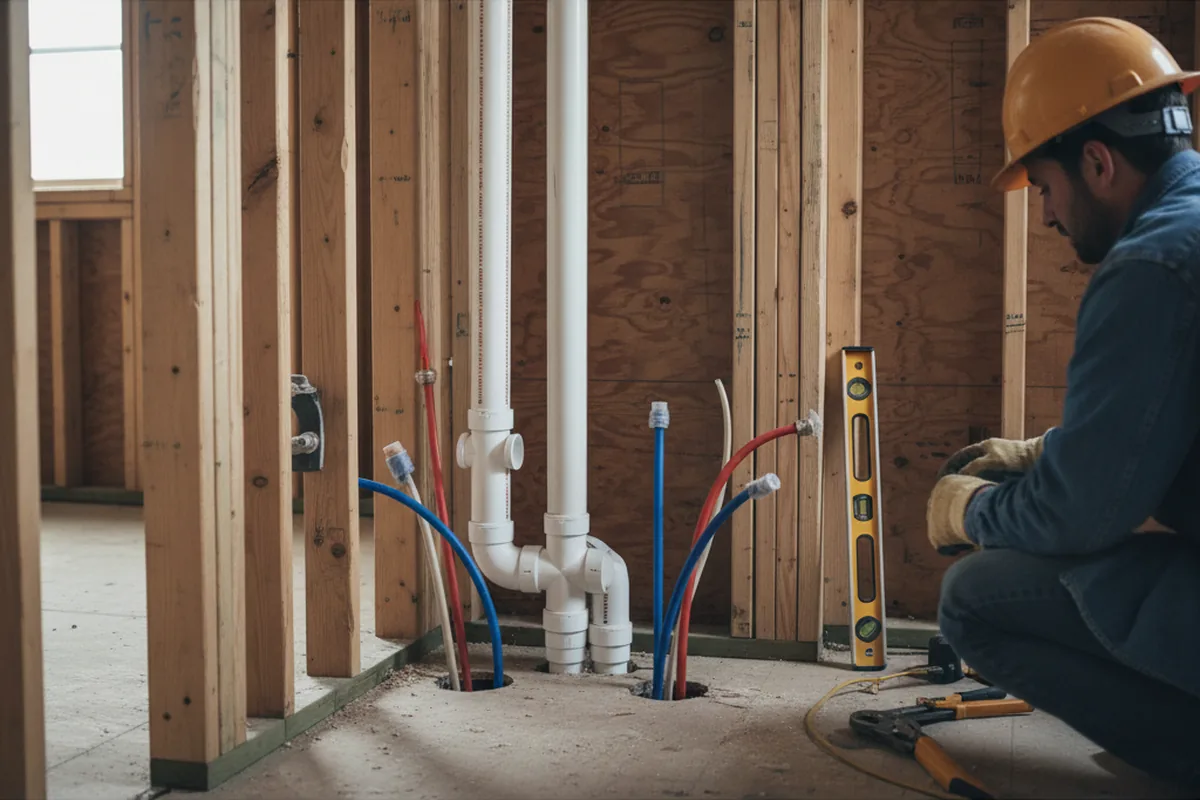 Drain and supply rough-in during Leak Detection in Mount Summit